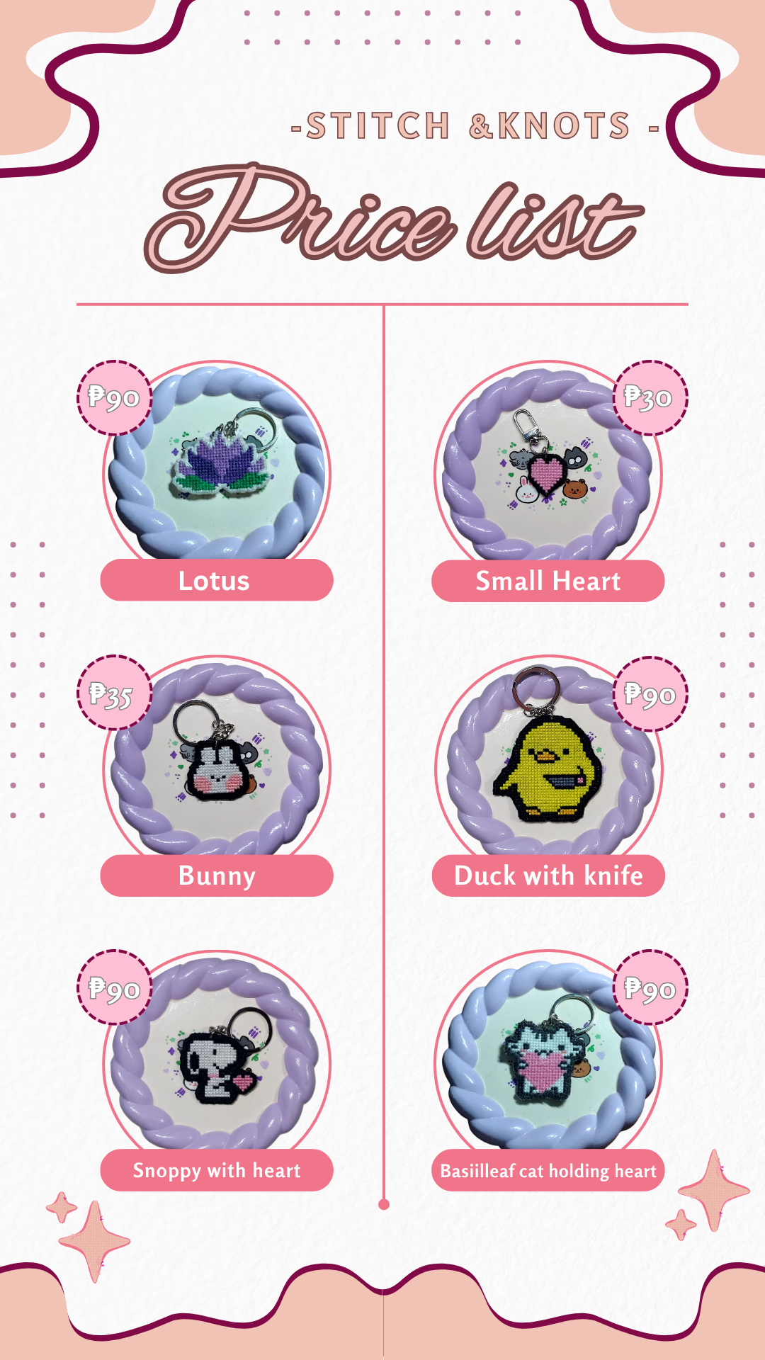 Stitch & Knots Price List
